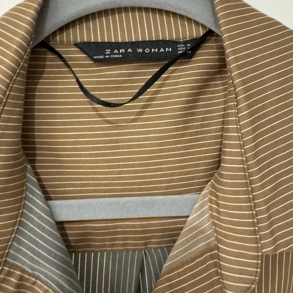 Zara Brown and Gray Striped Oversized Shirt Size M Pre-Loved - Picture 7 of 12